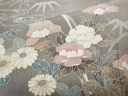 平和屋着物●訪問着　駒刺繍　風景草花文　暈し染め　金銀彩　正絹　逸品　CABN5088ut