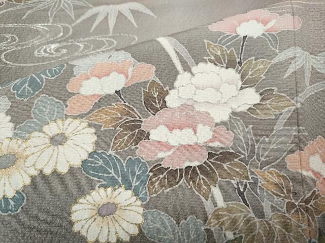 平和屋着物●訪問着　駒刺繍　風景草花文　暈し染め　金銀彩　正絹　逸品　CABN5088ut