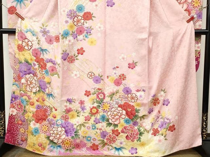平和屋着物●豪華振袖　刺繍　鞠花文　暈し染め　金彩　正絹　逸品　CABN5098ut
