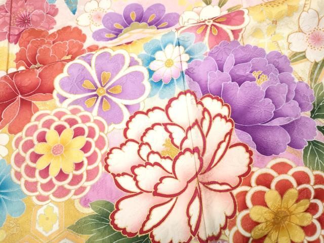 平和屋着物●豪華振袖　刺繍　鞠花文　暈し染め　金彩　正絹　逸品　CABN5098ut
