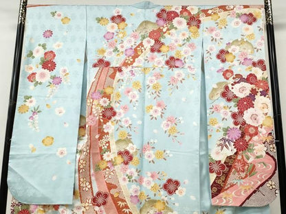 平和屋着物●豪華振袖　刺繍　熨斗舞花文　暈し染め　金彩　正絹　逸品　CABN5099ut