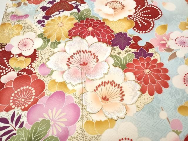 平和屋着物●豪華振袖　刺繍　熨斗舞花文　暈し染め　金彩　正絹　逸品　CABN5099ut