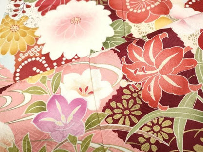 平和屋着物●豪華振袖　刺繍　熨斗舞花文　暈し染め　金彩　正絹　逸品　CABN5099ut