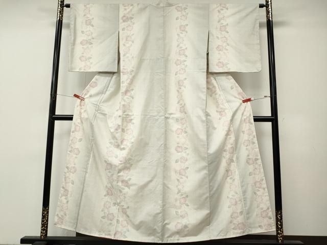 平和屋着物●本場大島紬　白大島　9マルキ　草花間道　正絹　逸品　CABN5106ut