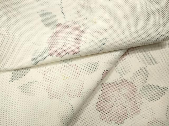 平和屋着物●本場大島紬　白大島　9マルキ　草花間道　正絹　逸品　CABN5106ut