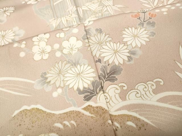 平和屋着物●訪問着　立波草花文　金彩　正絹　逸品　CABN5117ut
