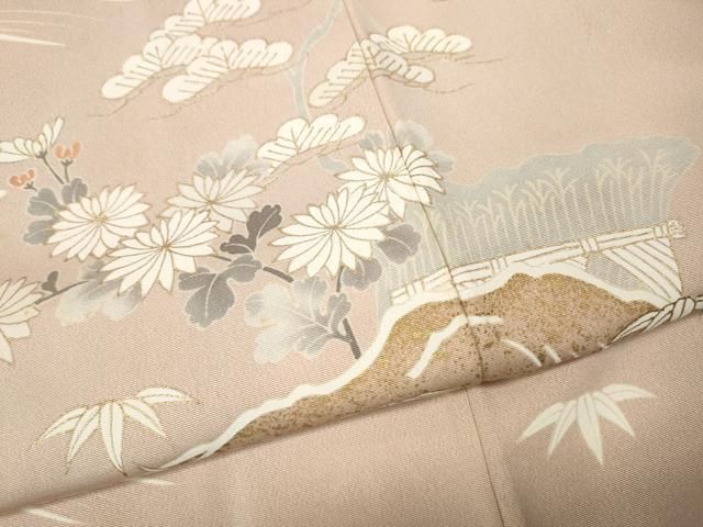 平和屋着物●訪問着　立波草花文　金彩　正絹　逸品　CABN5117ut