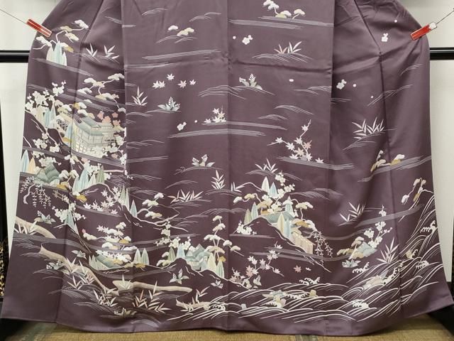 平和屋着物●訪問着　立波風景花文　正絹　逸品　CABN5118ut