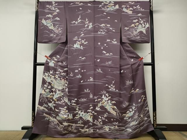 平和屋着物●訪問着　立波風景花文　正絹　逸品　CABN5118ut