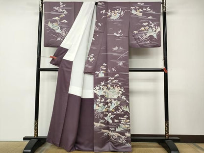 平和屋着物●訪問着　立波風景花文　正絹　逸品　CABN5118ut