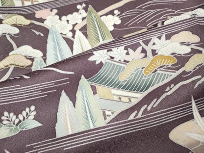 平和屋着物●訪問着　立波風景花文　正絹　逸品　CABN5118ut