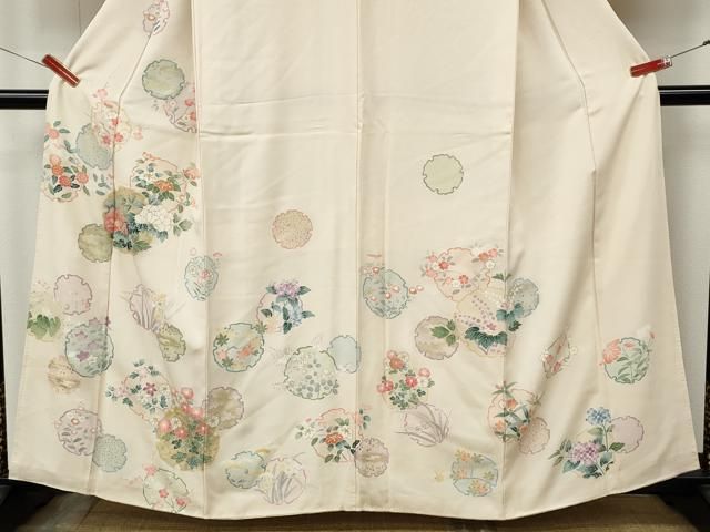 平和屋着物●訪問着　雪輪草花文　金彩　正絹　逸品　CABN5123ut