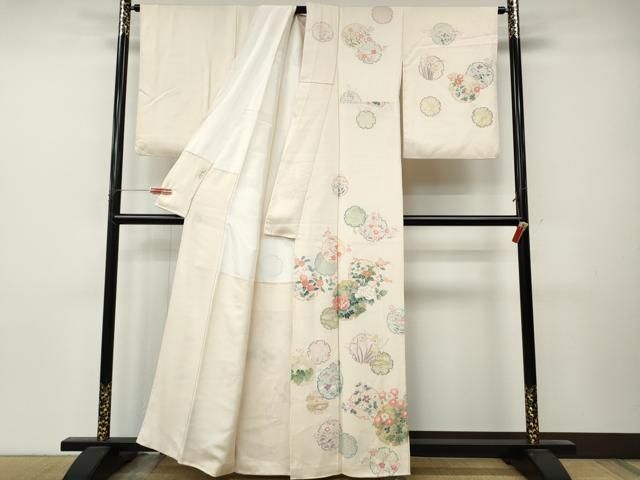 平和屋着物●訪問着　雪輪草花文　金彩　正絹　逸品　CABN5123ut