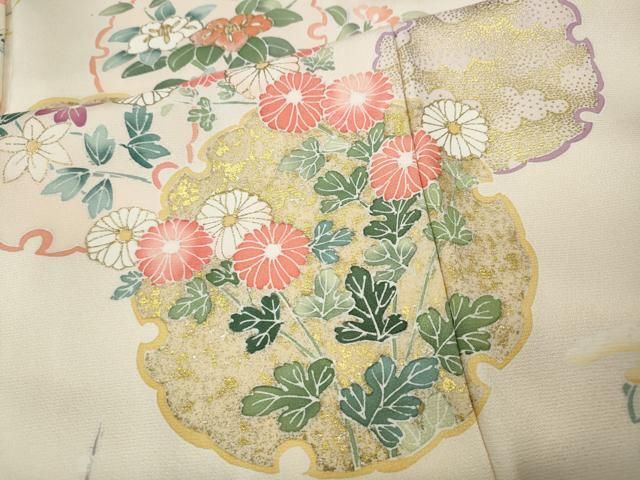 平和屋着物●訪問着　雪輪草花文　金彩　正絹　逸品　CABN5123ut