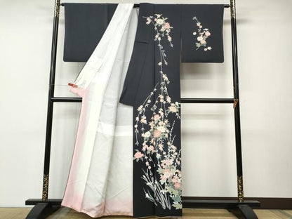 平和屋着物●訪問着　草花文　暈し染め　金彩　正絹　逸品　CABN5124ut