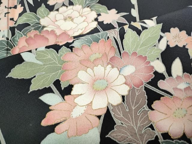 平和屋着物●訪問着　草花文　暈し染め　金彩　正絹　逸品　CABN5124ut