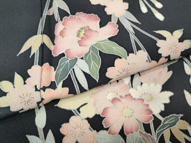 平和屋着物●訪問着　草花文　暈し染め　金彩　正絹　逸品　CABN5124ut