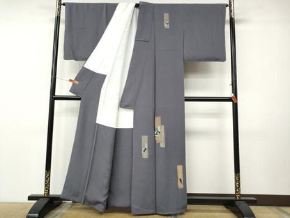 平和屋着物●訪問着　総刺繍　鶴　金銀糸　正絹　逸品　CABN5192ut