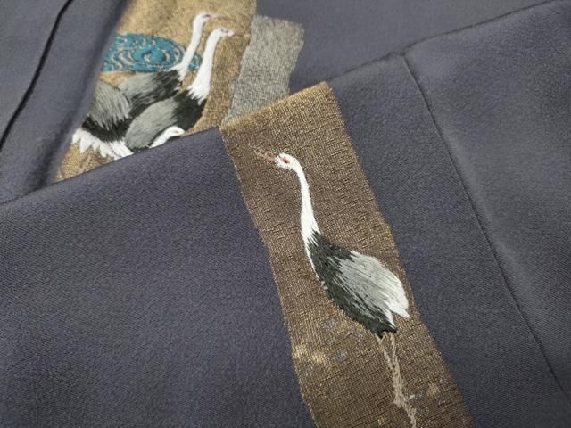 平和屋着物●訪問着　総刺繍　鶴　金銀糸　正絹　逸品　CABN5192ut