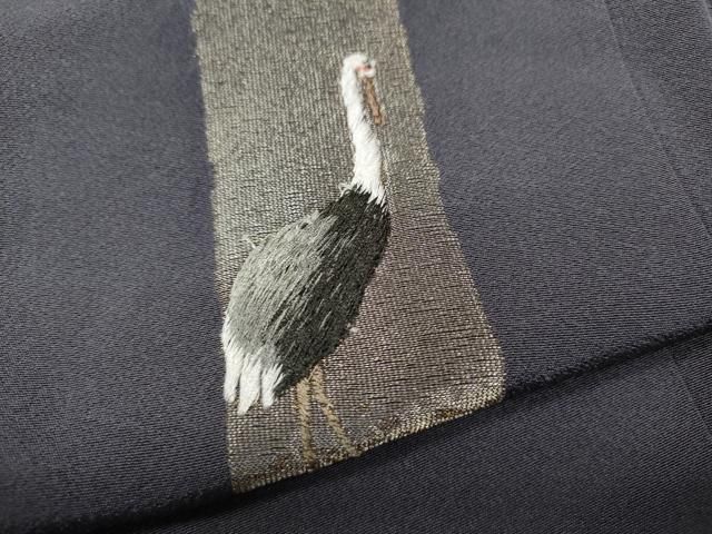 平和屋着物●訪問着　総刺繍　鶴　金銀糸　正絹　逸品　CABN5192ut
