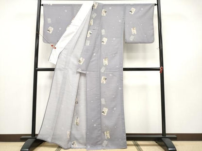 平和屋着物＊夏物　小紋　紗　色紙鈴花文　洗える着物　CABN5841tx