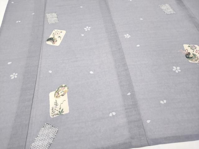平和屋着物＊夏物　小紋　紗　色紙鈴花文　洗える着物　CABN5841tx