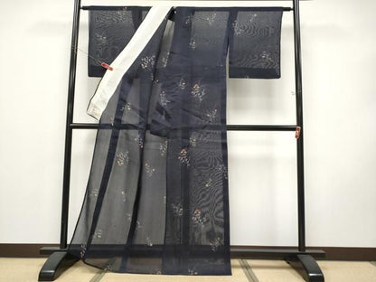 平和屋着物＊夏物　小紋　紗紬　草花文　やまと誂製　正絹　逸品　CABN5843tx