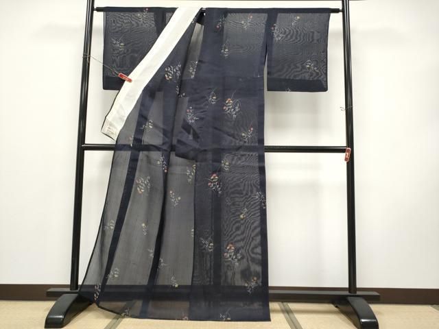 平和屋着物＊夏物　小紋　紗紬　草花文　やまと誂製　正絹　逸品　CABN5843tx
