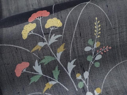 平和屋着物＊夏物　小紋　紗紬　草花文　やまと誂製　正絹　逸品　CABN5843tx