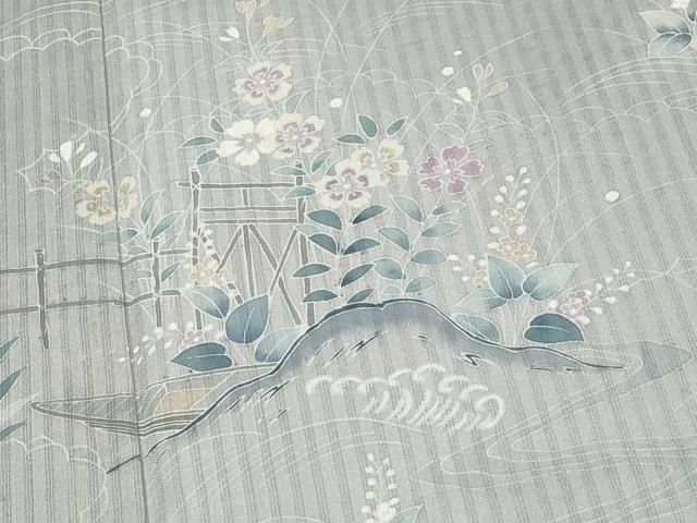 平和屋着物＊夏物　訪問着　紗　草花舟文　暈し染め　正絹　逸品　CABN5846tx