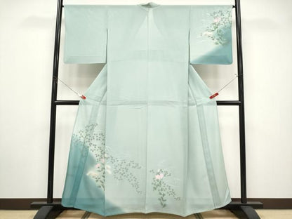 平和屋着物＊夏物　訪問着　絽　手描き　草花文　暈し染め　金銀彩　正絹　逸品　CABN5847tx