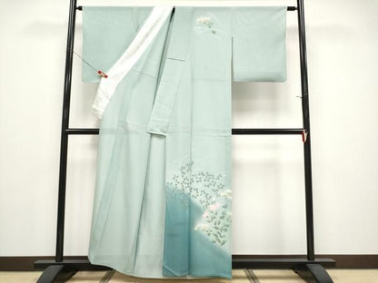 平和屋着物＊夏物　訪問着　絽　手描き　草花文　暈し染め　金銀彩　正絹　逸品　CABN5847tx