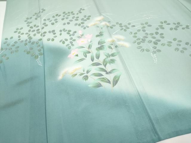 平和屋着物＊夏物　訪問着　絽　手描き　草花文　暈し染め　金銀彩　正絹　逸品　CABN5847tx