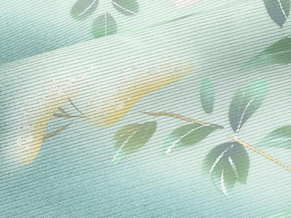 平和屋着物＊夏物　訪問着　絽　手描き　草花文　暈し染め　金銀彩　正絹　逸品　CABN5847tx