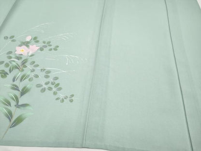 平和屋着物＊夏物　訪問着　絽　手描き　草花文　暈し染め　金銀彩　正絹　逸品　CABN5847tx