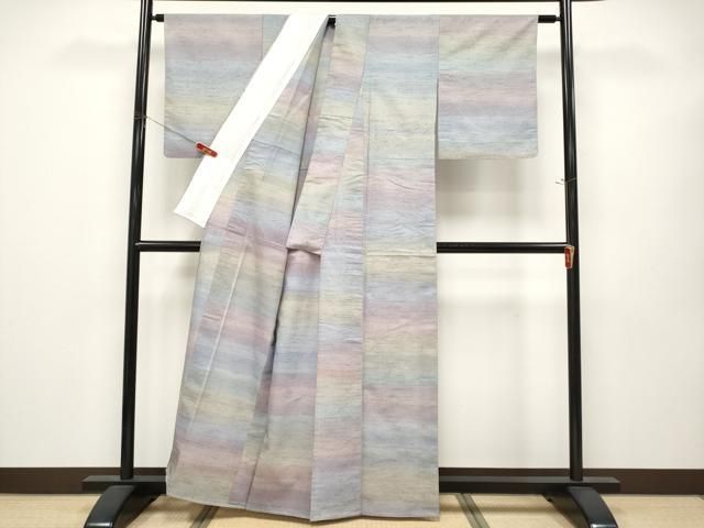 平和屋着物＊夏物　紗紬　霞文　正絹　逸品　CABN5856tx