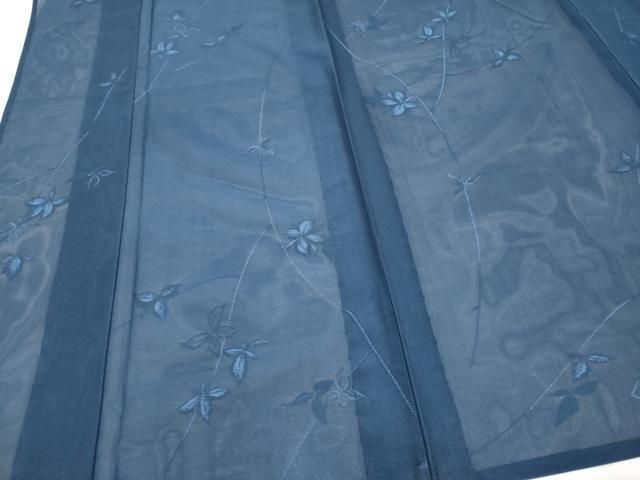 平和屋着物＊夏物　小紋　紗　枝葉文　正絹　逸品　未使用　CABN5858tx