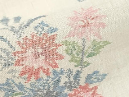 平和屋着物＊夏物　本場小千谷ちぢみ　草花文　証紙付き　麻　逸品　未使用　CABN5859tx