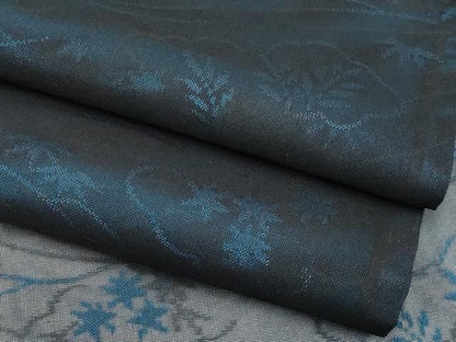 平和屋着物＊夏物　小紋　紗　雲取り枝葉文　黒地　正絹　逸品　CABN5864tx
