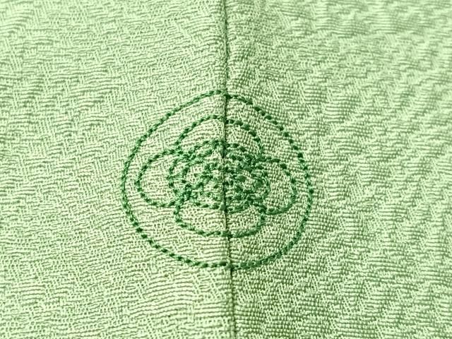 平和屋着物●上質な色無地　草花地紋　山葵色　ロング丈　正絹　逸品　未使用　CABN6001vp