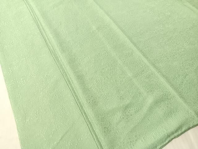 平和屋着物●上質な色無地　草花地紋　山葵色　ロング丈　正絹　逸品　未使用　CABN6001vp