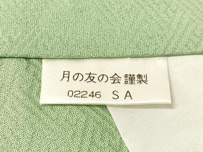 平和屋着物●上質な色無地　草花地紋　山葵色　ロング丈　正絹　逸品　未使用　CABN6001vp