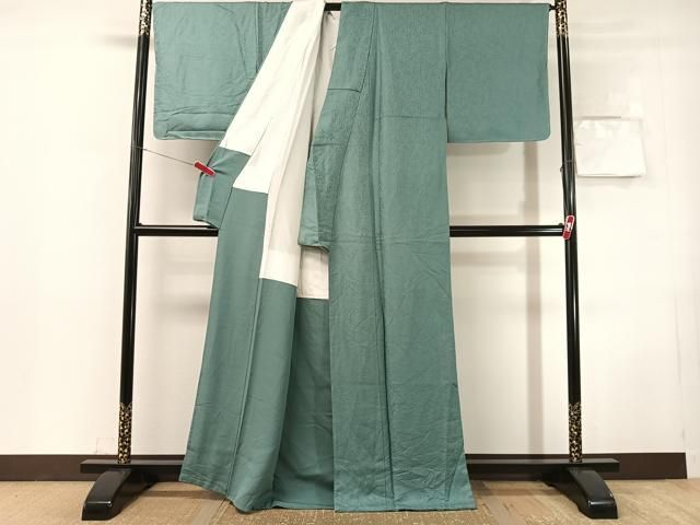 平和屋着物●上質な色無地　南天地紋　御召茶色　正絹　逸品　未使用　CABN6002vp