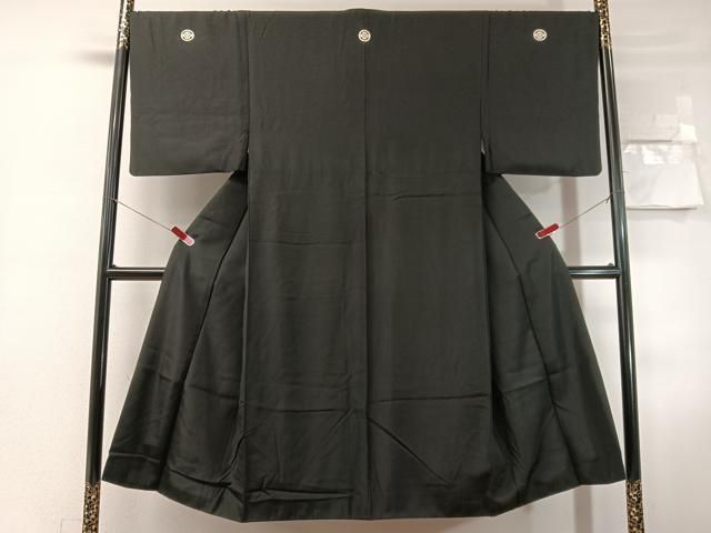 平和屋着物●男性　黒紋付　正絹　逸品　CABN6003vp