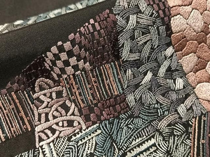 平和屋着物●中国三大刺繍　相良刺繍　総刺繍　訪問着　本場縞大島紬　久野織物特製　泥染　証紙付　仮絵羽　正絹　逸品　未使用CABN6005vp
