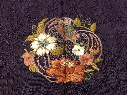 平和屋着物●上質な色無地　ペイズリー花地紋　濃鼠色　やまと誂製　正絹　逸品　CABN6006vp