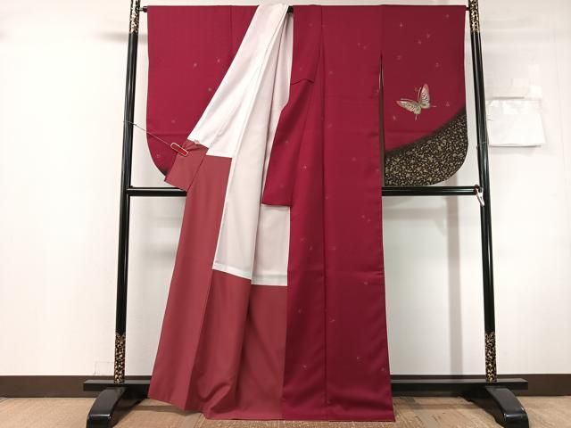 平和屋着物●小振袖　舞蝶文　金銀彩　正絹　逸品　CABN6009vp
