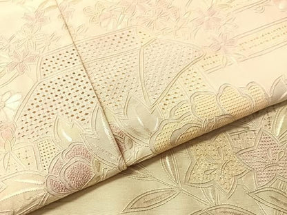 平和屋着物●中国三大刺繍　相良刺繍　天山汕頭刺繍　総刺繍　訪問着　紬地　風景花文　仮絵羽　正絹　逸品　未使用　CABN6010vp