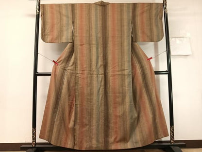平和屋着物●上質な紬　縞　正絹　逸品　CABN6014vp