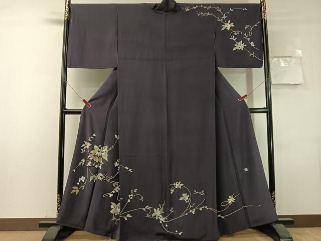 平和屋着物●本加賀友禅作家　松島由美　訪問着　蔦の葉花文　正絹　逸品　CABN6015vp